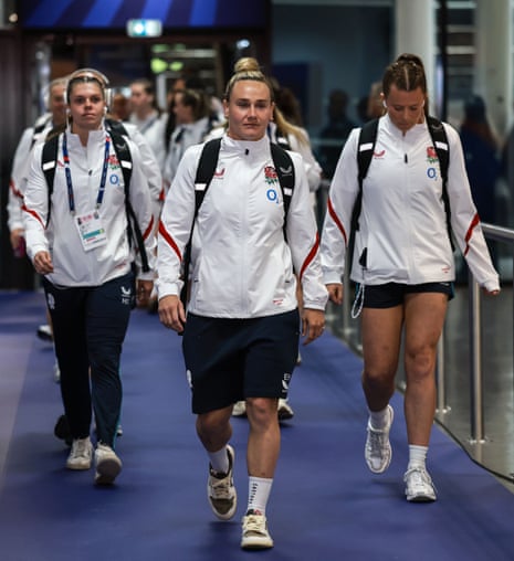England's Meg Jones arrives ahead of the match.
