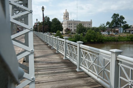 The landmark bridge crossing the Yazoo River into downtown Greenwood, Mississippi.