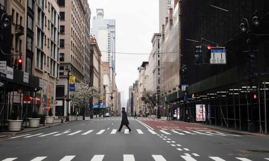 An almost deserted 5th Avenue in New York in March 2020.