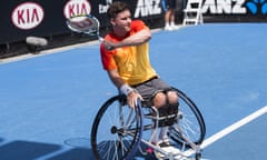 Tennis - Australian Open 2016 Day Ten Melbourne Park, Melbourne, Australia - 27 Jan 2016<br>Editorial use only. No merchandising. For Football images FA and Premier League restrictions apply inc. no internet/mobile usage without FAPL license - for details contact Football Dataco Mandatory Credit: Photo by Mike Frey/BPI/REX/Shutterstock (5569431n) Gordon Reid of Great Britain in action at the Australian Open Tennis - Australian Open 2016 Day Ten Melbourne Park, Melbourne, Australia - 27 Jan 2016