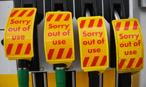 Empty pumps at a Shell garage in north London