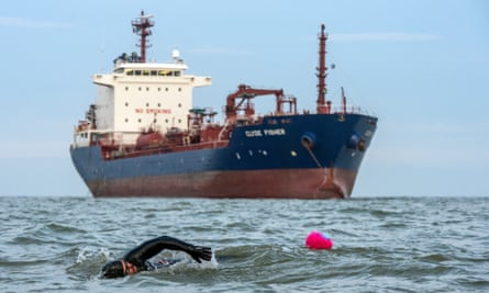 Ross Edgley swims the final miles off the coast of Margate