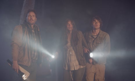 Cheap smoke-machine effects … Peter Facinelli, Fiona Dourif and Asher Angel in On Fire.
