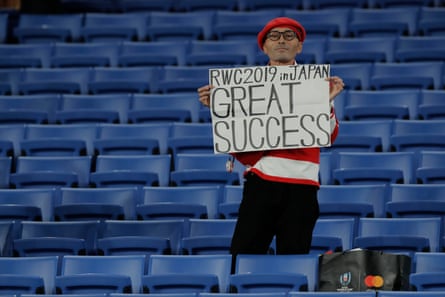 A Japanese fan with a message after the England v South Africa Rugby World Cup 2019 Final