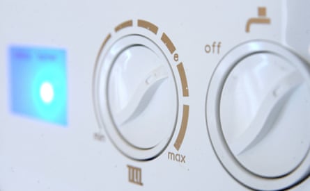 Controls on a domestic gas boiler.