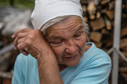 Vira Chernukha, 76, the sole remaining resident of the Ukrainian village of Dementiivka
