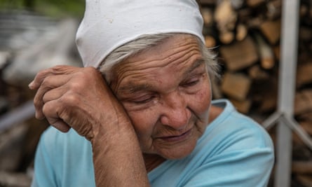 Vira Chernukha, 76, the sole remaining resident of the Ukrainian village of Dementiivka.
