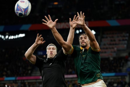 Eben Etzebeth, right, goes up for a line-out during the final.