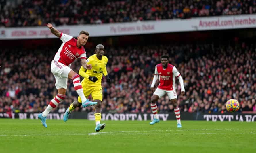 Ben White in action for Arsenal against Brentford at the Emirates.