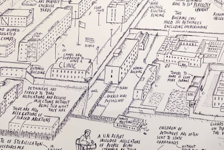 Alison Killing’s installation, Investigating Xinjiang’s Network of Detention Camps.