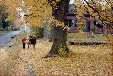 Maine, 1968, B. Anthony StewartAutumn’s golden glory surrounds children returning from school in Wiscasset.