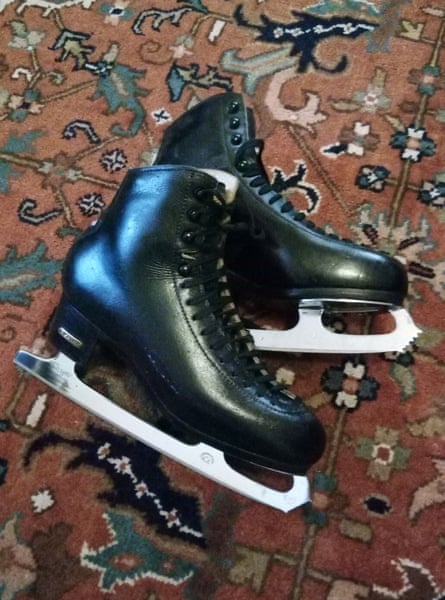 Andrew Herrick’s figure skates. 