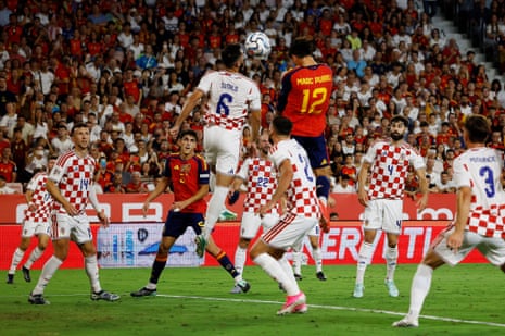 Spain's Marc Pubill scores their second goal.