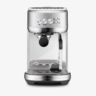 A silver Sage Bambino Plus Coffee Machine
