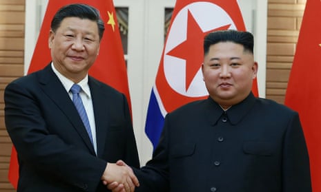 Chinese president Xi Jinping and North Korean leader Kim Jong-un in Pyongyang in 2019.