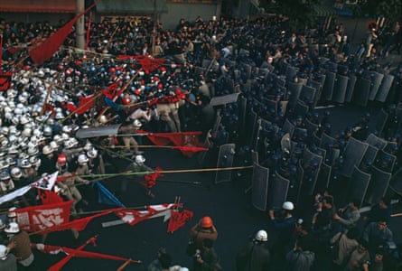 Demonstration in japan, Tokyo, against the construction of the Narita Airport, 1971