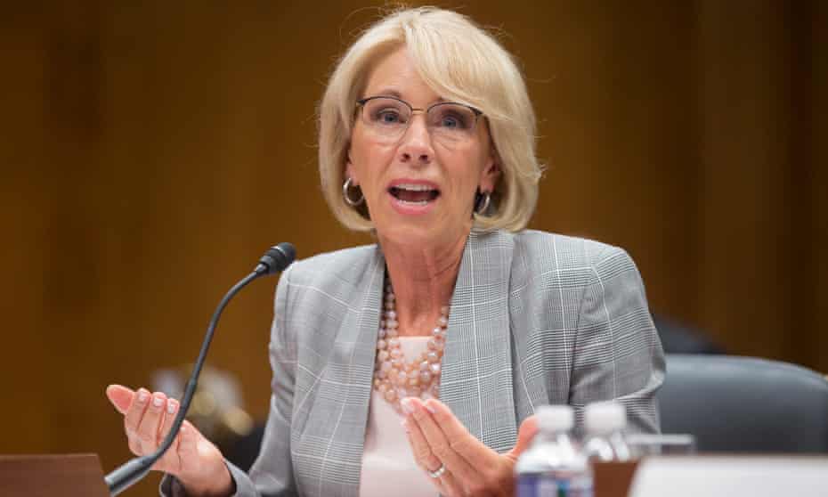 Betsy DeVos on Capitol Hill in Washington DC Tuesday.