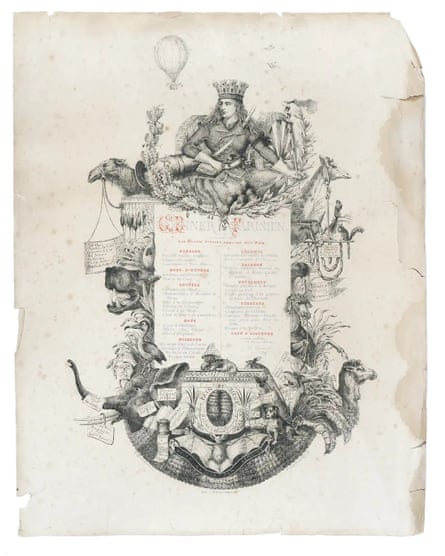 The New Year’s Eve menu for 1870 at a restaurant in Paris.