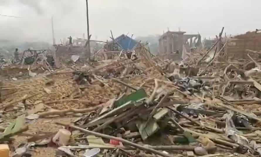 Deadly explosion in Ghana leaves huge crater after a mining truck accident