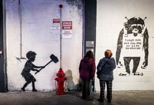 A reproduction of Banksy’s graffiti art