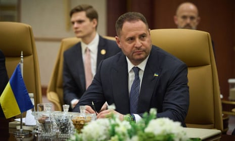 Head of the Office of the President of Ukraine Andriy Yermak attends the meeting between the Ukrainian and US delegations in Jeddah, Saudi Arabia, to discuss issues related to ending the Russian war against Ukraine.