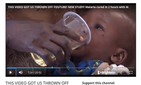 A screenshot of a video the group has posted which shows a child in Uganda being given a cup of the ‘miracle cure’.