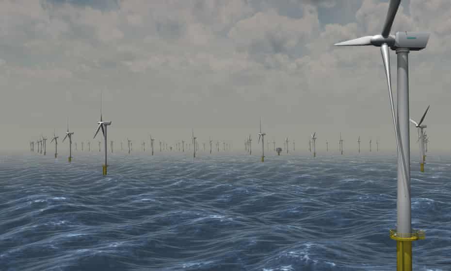 An artist impression of the wind farm at Dogger Bank in the North Sea