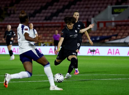 Aoba Fujino opens the scoring for Manchester City against Tottenham