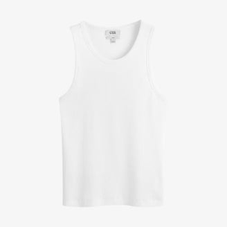 Camiseta de tirantes Cos Slim de algodón acanalado en color blanco.
