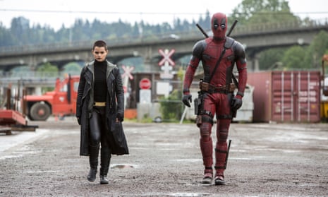 Brianna Hildebrand and Ryan Reynolds in Deadpool.