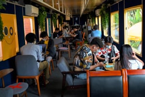 Train cafe in Cambodia.