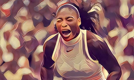 A photo of Serena Williams celebrating her 2016 Wimbledon victory gets the Prisma makeover. 