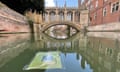 The artificial leaves were tested on the River Cam in and around Cambridge including sites such as the Bridge of Sighs.