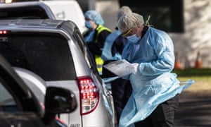 Tests are carried out at a pop-up COVID-19 testing clinic at Victoria Park in Picton on July 14, 2020 in Sydney, Australia.
