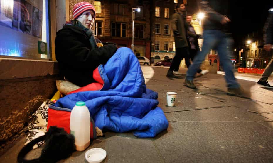 A homeless woman in Edinburgh