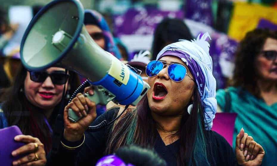 Lawyer Nighat Dad at the Women’s March in Lahore, 2019.