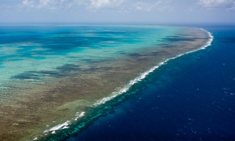 An aerial view of the Great Barrier Reef