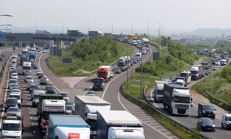 A traffic jam on a motorway