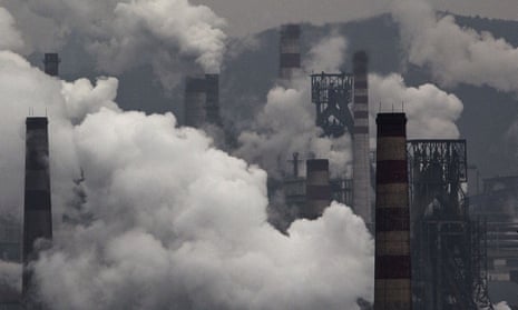 Emissions from a coal-fired steel factory in China