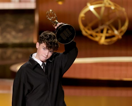Owen Cooper, the youngest male actor to win an Emmy, at the awards on 14 September.