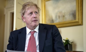 Prime Minister Boris Johnson records a video message on Easter Sunday at Number 10 after release from the hospital, before leaving for Chequers on 12 April