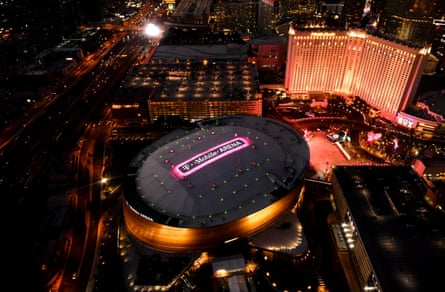 An aerial shot of T-Mobile Arena in Las Vegas.