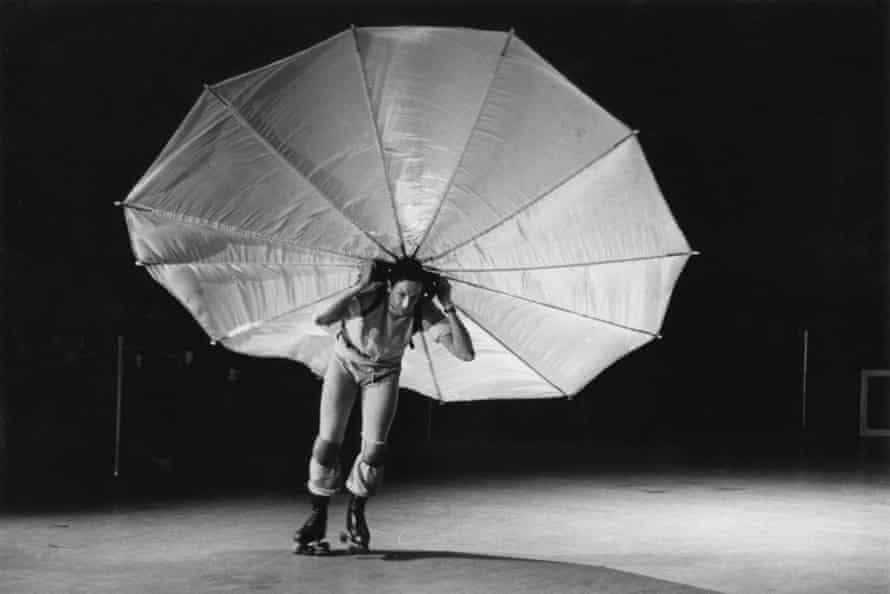Pelican, from 1963, in which Rauschenberg rollerskated