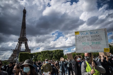 A protest against police brutality in Paris on 6 June 2020