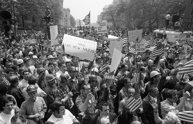A
                            pro-Vietnam war protest in May 1970 that
                            descended into the Hard Hat Riot