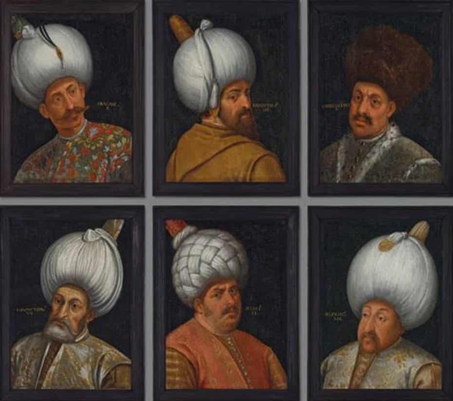 Six portraits of Ottoman sultans