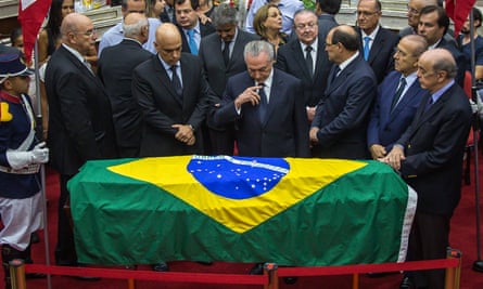President Michel Temer attends the funeral of Teori Zavascki in Brazil.