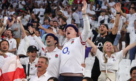 England fans celebrate victory against Fiji in a close-run quarter-final in Marseille