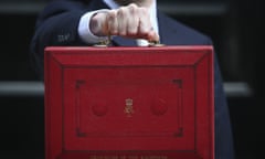 Chancellor of the exchequer George Osborne holds the red box on budget day in 2015. 