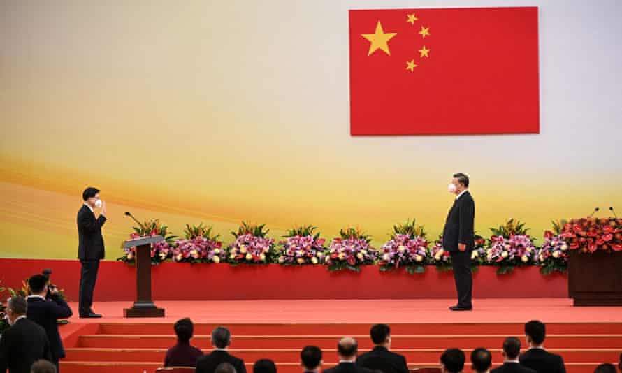 Xi looks on as John Lee is sworn in as Hong Kong’s leader.